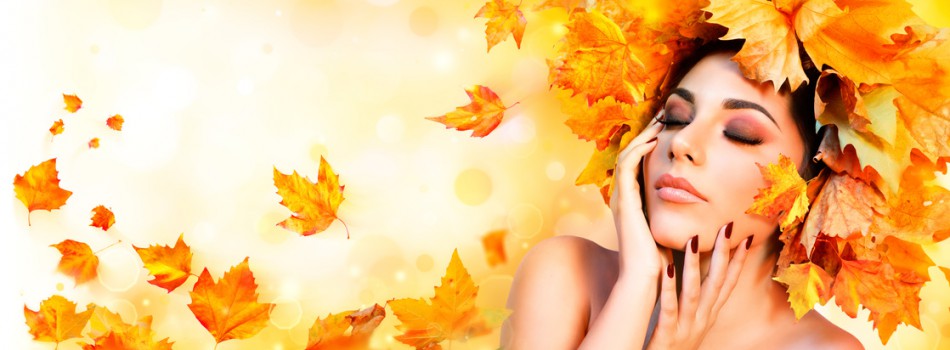 Fall Girl - Beauty Model Woman With Orange Autumn Leaves Hairstyle